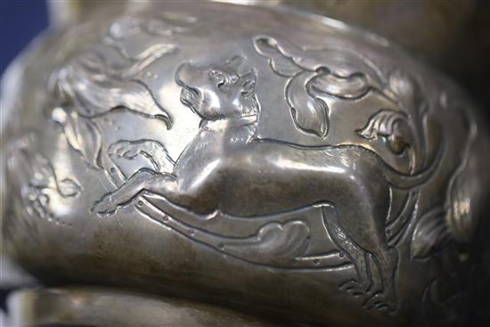 A large 19th century 17th century style two handled silver porringer 17.5 oz.
